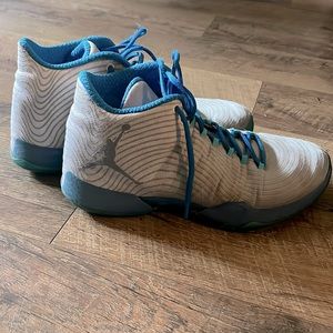 Air Jordan gray and blue high tops